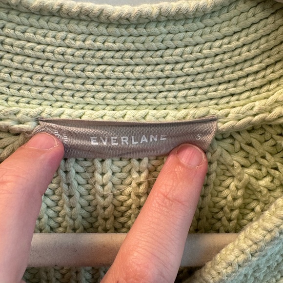 Everlane Sea Foam Green Chunky Knit Large Button-Up Cardigan Texture Cotton Sz S - Picture 7 of 12